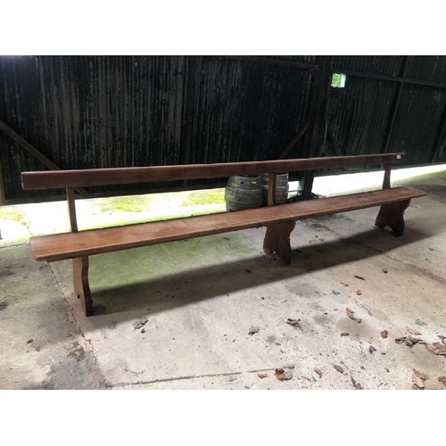 2 - LONG OAK CHURCH PEW, 80CM (H) X 368.5CM (L) X 45CM (D) / LOT LOCATION: LLANSANTFFRAID, POWYS, WALES