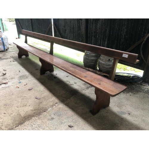 2 - LONG OAK CHURCH PEW, 80CM (H) X 368.5CM (L) X 45CM (D) / LOT LOCATION: LLANSANTFFRAID, POWYS, WALES