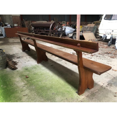 2 - LONG OAK CHURCH PEW, 80CM (H) X 368.5CM (L) X 45CM (D) / LOT LOCATION: LLANSANTFFRAID, POWYS, WALES