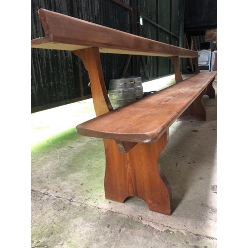 2 - LONG OAK CHURCH PEW, 80CM (H) X 368.5CM (L) X 45CM (D) / LOT LOCATION: LLANSANTFFRAID, POWYS, WALES