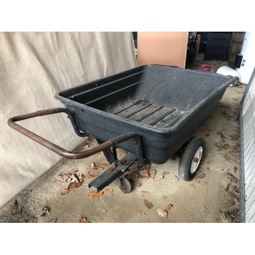 4 - WHEELBARROW, PLASTIC TUB WITH METAL FRAME, 72CM (H) X 155CM (D) X 92CM (W) / LOT LOCATION: LLANSANTF... 