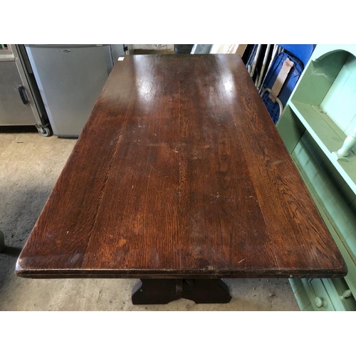 53 - SMALL OAK REFECTORY DINING TABLE, 73CM (H) X 167CM (L) X 82CM (D) / LOT LOCATION: LLANSANTFFRAID, PO... 