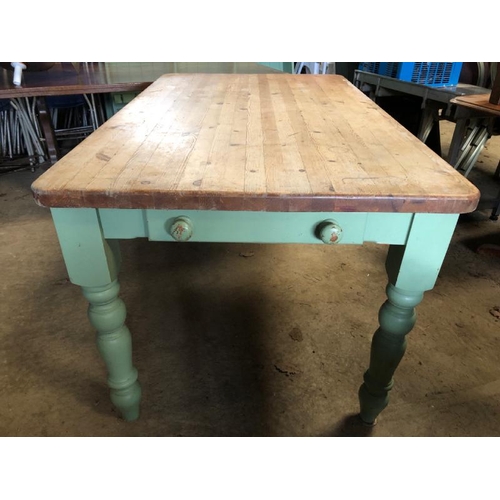 54 - FARMHOUSE STYLE DINING TABLE, WITH SINGLE END DRAWER, 78CM (H) X 151CM (L) X 90CM (D) / LOT LOCATION... 