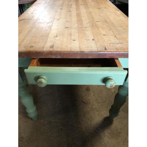 54 - FARMHOUSE STYLE DINING TABLE, WITH SINGLE END DRAWER, 78CM (H) X 151CM (L) X 90CM (D) / LOT LOCATION... 