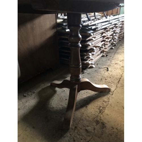 57 - WOODEN TABLE WITH TRIPOD BASE, 76CM (H) X 90CM (W) X 90CM (W) / LOT LOCATION: LLANSANTFFRAID, POWYS,... 