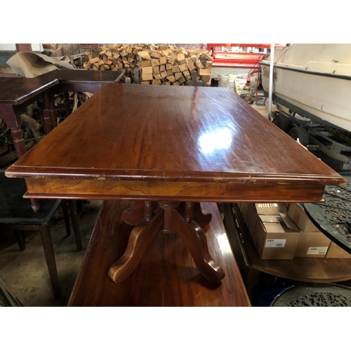 59 - DINING TABLE ON 4X LEG BASE, 75CM (H) X 130CM (H) X 80CM (D) / LOT LOCATION: LLANSANTFFRAID, POWYS, ... 