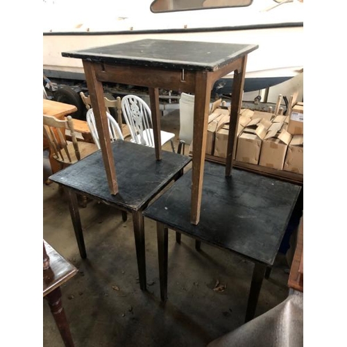 61 - 3X SMALL WOODEN TABLES, 76CM (H) x 65CM (W) X 68CM (D) / LOT LOCATION: LLANSANTFFRAID, POWYS, WALES