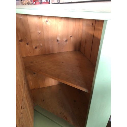 63 - WOODEN CORNER UNIT AND WALL SHELF, TO SUIT CUPBOARD IN LOT 55, CORNER UNIT 70CM (H) X 70CM (W) X 45C... 