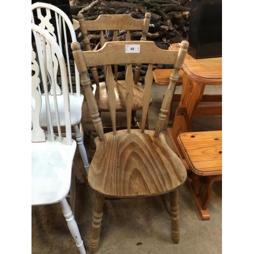 68 - PAIR OF WOODEN DINING CHAIRS, 90CM (H) X 50CM (W) X 42CM (D) / LOT LOCATION: LLANSANTFFRAID, POWYS, ... 