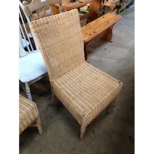 71 - 4X WICKER CHAIRS, 90CM (H) X 45CM (W) X 46CM (D) / LOT LOCATION: LLANSANTFFRAID, POWYS, WALES