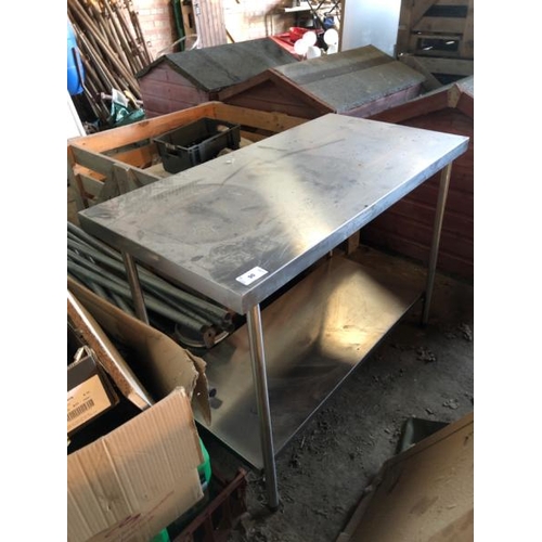 90 - 2X TIER STAINLESS STEEL WORKBENCH, 84CM (H) X 120CM (W) X 60CM (D) / LOT LOCATION: LLANSANTFFRAID, P... 