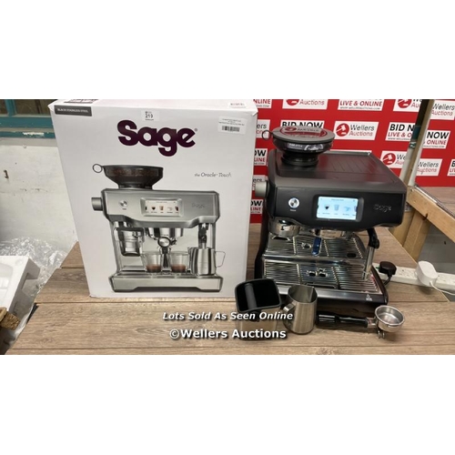 SAGE ORACLE TOUCH BEAN TO CUP COFFEE MACHINE IN BLACK STAINLESS STEEL