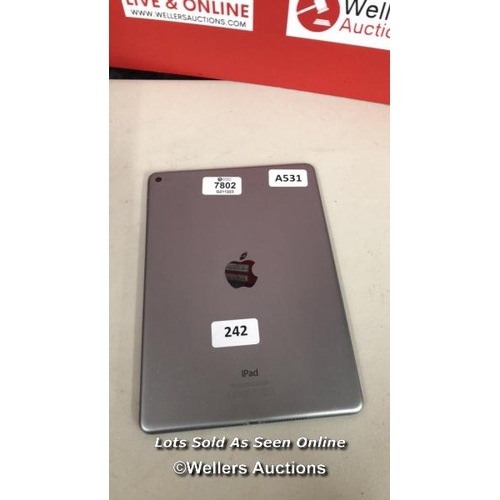 3026 - APPLE IPAD AIR 2 / A1566 / 64GB / SERIAL: DMQS23U0G5VJ / SCREEN DAMAGED / I-CLOUD (ACTIVATION) LOCKE... 