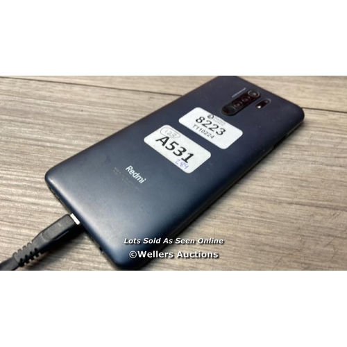 8223 - XIAOMI REDMI 9 / M2004J19AG / UNKNOWN GB / IMEI: UNKNOWN / POWERS UP / SEE IMAGESS FOR CONDITION / C... 