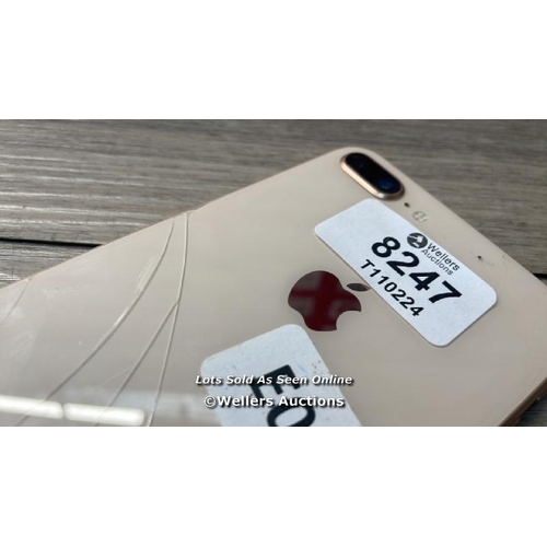 8247 - APPLE IPHONE 8 PLUS / A1897 / IMEI: 356774084080480 / POWERS UP / SEE IMAGESS FOR CONDITION - CRACKE... 