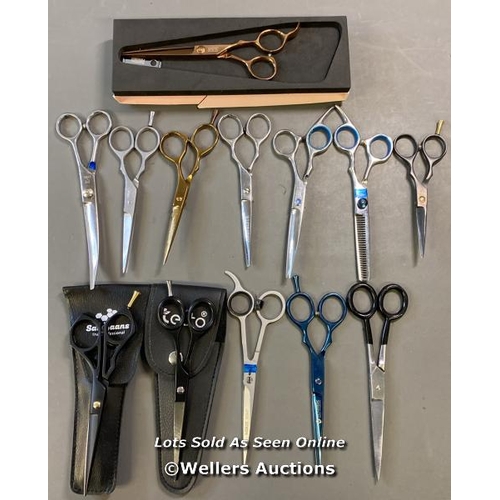 9573 - ASSORTMENT OF HAIR SCISSORS INCL. KYOTO ROSE 6.0, SAAGAANS, JOEWELL, YUNIKU AND TECTO