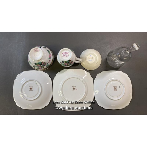 9581 - ASSORTMENT OF CHINA INCL. SPRINGTIME TUDOR SHAPE, BE OLDE ENGLISH GROSVENOR AND  CRYSTAL GLASS MARRI... 