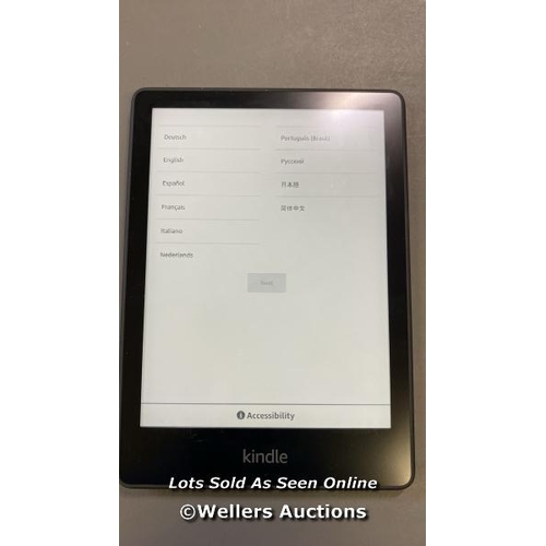 9595 - AMAZON KINDLE PAPERWHITE - 11TH GENERATION, MODEL M2L3EK - DISPLAY DAMAGED - FACTORY SETTINGS RESTOR... 