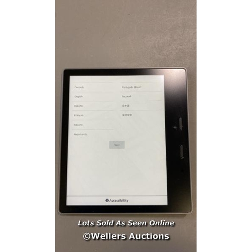 9606 - AMAZON KINDLE OASIS - 9TH GENERATION, MODEL S8IN4O - FACTORY SETTINGS RESTORED