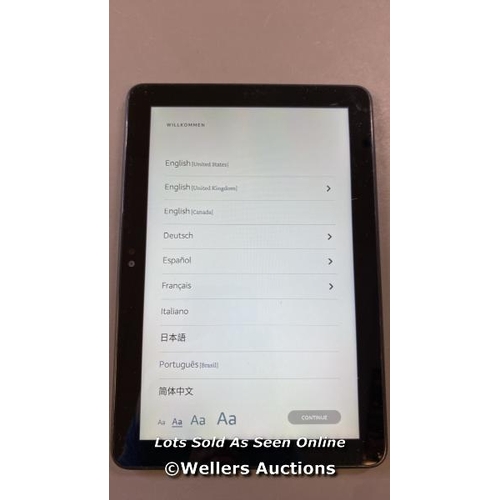 9615 - AMAZON FIRE HD 8, MODEL K72LL4 - FACTORY SETTINGS RESTORED