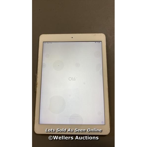 9671 - APPLE IPAD AIR MODEL A1474, 16GB, SERIAL: DMPPRCVKFK14 - ICLOUD UNLOCKED AND FACTORY SETTINGS RESTOR... 