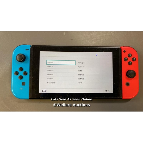 9686 - NINTENDO SWITCH, MODEL HAC-001, SN: XKJ40028004253 - FACTORY SETTINGS RESTORED