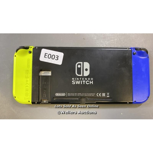 9687 - NINTENDO SWITCH, MODEL HAC-001 - FACTORY SETTINGS RESTORED