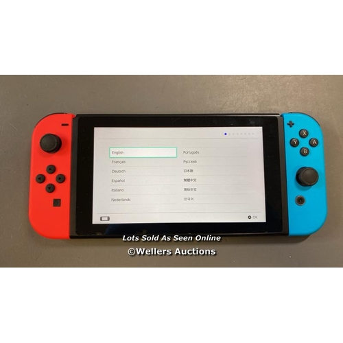 9689 - NINTENDO SWITCH, MODEL HAC-001, SN: XKJ70043076034 - FACTORY SETTINGS RESTORED