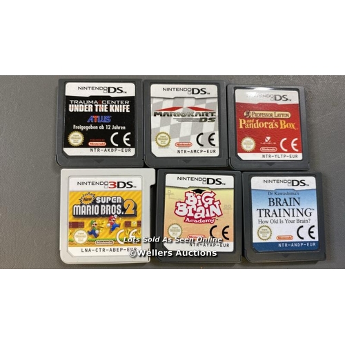 9691 - X6 NINTENDO DS GAME CARDS INCL. MARIO KART DS, BIG BRAIN ACADEMY, BRAIN TRAINING, PROFESSOR LAYTON A... 