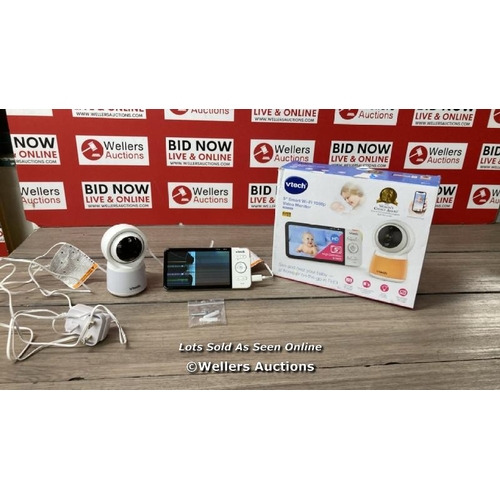 2050 - VTECH RM5754HD 5INCH SMART WI-FI 1080P VIDEO BABY MONITOR / POWERS UP / SIGNS OF USE / DAMAGED SCREE... 