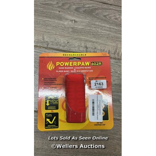 2163 - POWERPAW RECHARGEABLE HAND WARMER / APPEARS NEW OPEN BOX / MISSING CHARGER / E18