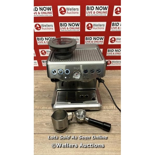 2185 - SAGE BARISTA EXPRESS BES875BSS PUMP COFFEE MACHINE / POWERS UP / SIGNS OF USE / E13