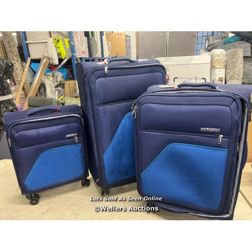 2242 - AMERICAN TOURISTER 3 PC. SOFT SIDE LUGGAGE SET / SIGNS OF USE / ONE DAMAGED ZIP / P14