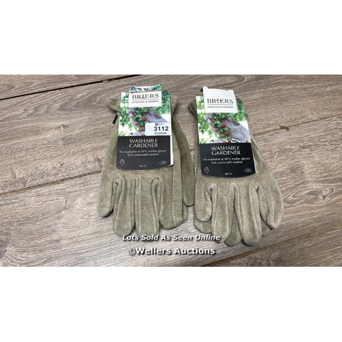 3112 - 2X BRIERS WASHABLE GARDENING GLOVES / M / NEW / C31