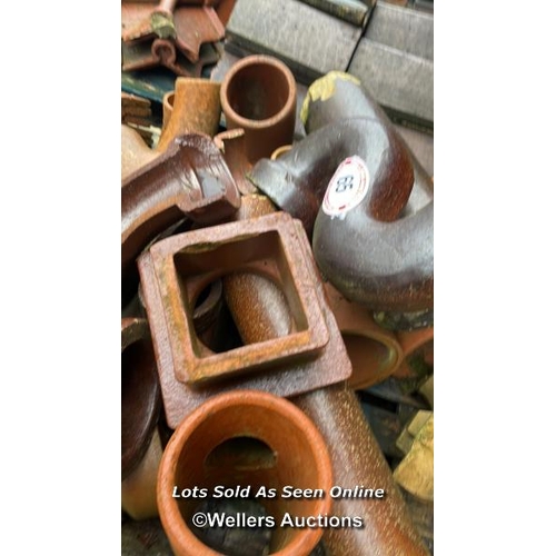 65 - LARGE QUANTITY OF GLAZED TERRACOTTA PIPE FITTINGS, MIXED SIZES & STYLES