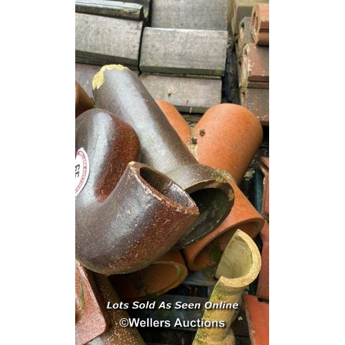 65 - LARGE QUANTITY OF GLAZED TERRACOTTA PIPE FITTINGS, MIXED SIZES & STYLES