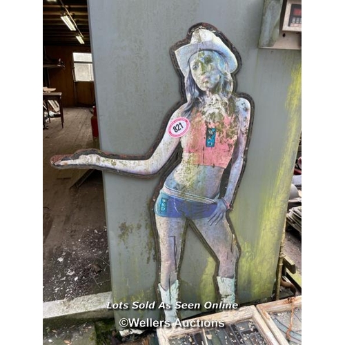 821 - WKD COWGIRL METAL CUTOUT SIGN, 162CM (H)