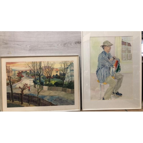 112 - Solange B Emery - Wallis (British 20th century), two framed watercolour & mixed media paintings 'Nig... 