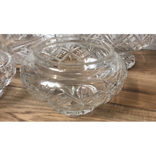 30 - Selection of six cut glass fruit bowls, largest 10