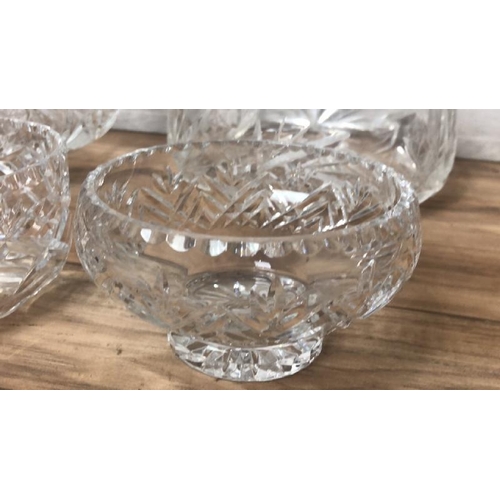 30 - Selection of six cut glass fruit bowls, largest 10