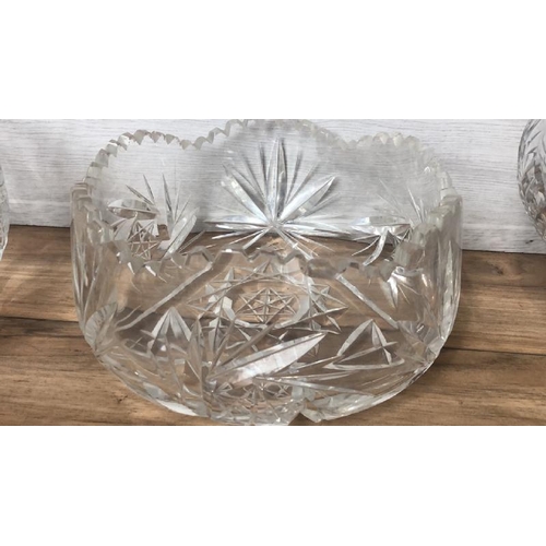 30 - Selection of six cut glass fruit bowls, largest 10