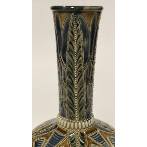 1 - Victorian Royal Doulton Emily Stormer stoneware bottle vase, stamped 1879, 27.5cm high (lot subject ... 