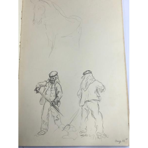 104 - Helen Collins (1921-1990) two artists sketch books circa 1938-39, containing pencil figurative, anim... 