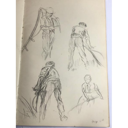 104 - Helen Collins (1921-1990) two artists sketch books circa 1938-39, containing pencil figurative, anim... 