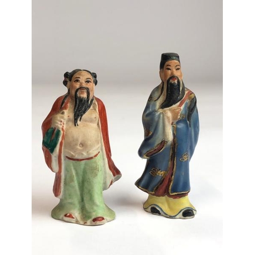 11 - Eight Chinese miniature hand painted figurines representing the eight immortals, tallest 7cm high / ... 