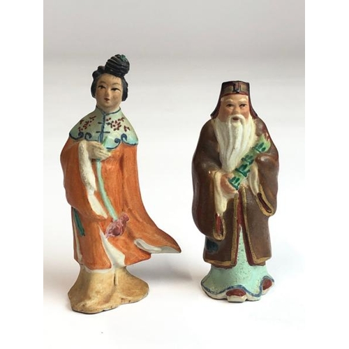 11 - Eight Chinese miniature hand painted figurines representing the eight immortals, tallest 7cm high / ... 