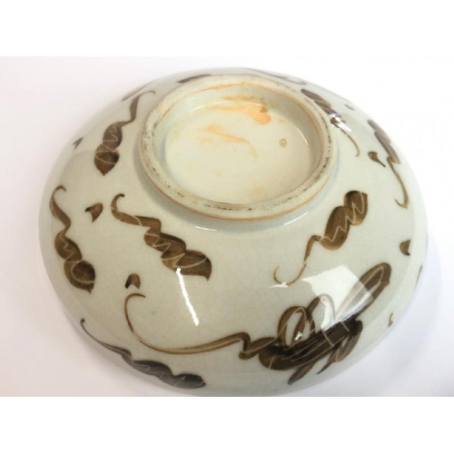 5 - A vintage chinese crackle ware ginger jar with lid, 14cm high with a hand painted crackle ware bowl,... 