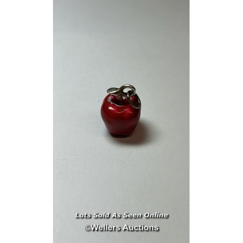 174 - Silver and enamel apple pendant, length 1.5cm. Weight 5.94g / SF