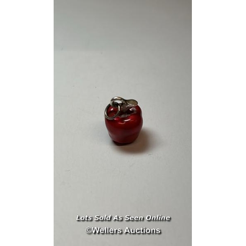 174 - Silver and enamel apple pendant, length 1.5cm. Weight 5.94g / SF