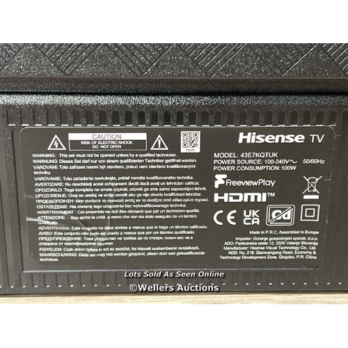 8040 - HISENSE 43E7KQTUK 43